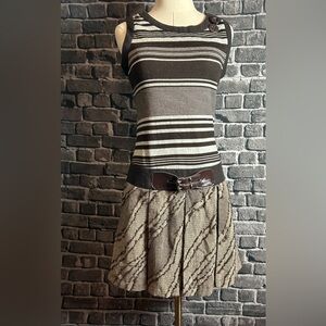 Striped Brown and Gray Mini Dress